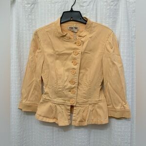 Vintage Peplum Jacket Doki Geki Military Style Y2K Button Up Womens Size L Coat